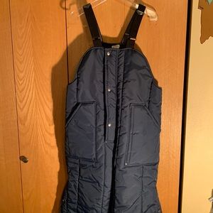 Vintage Walls insulated navy blue MADE IN USA winter zip snap bibs pockets EUC